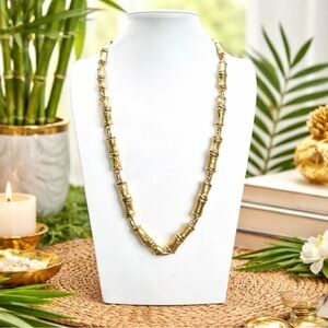 MONET Vintage 1960s Gold-tone Bamboo Link Statement Necklace